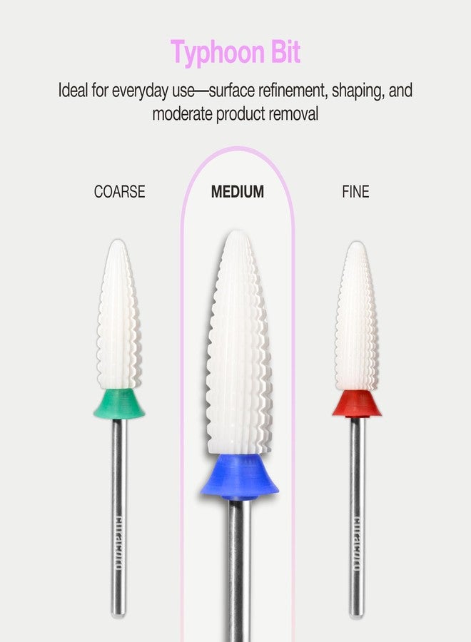 Curacoro Ceramic Nail Drill Bit 3/32" - Typhoon Bit, 2 Way (Medium), Spiral Flute Design for Fast, Controlled Filing, Efficient Product Reduction & Smooth Shaping, Salon & Home Use - Image 5